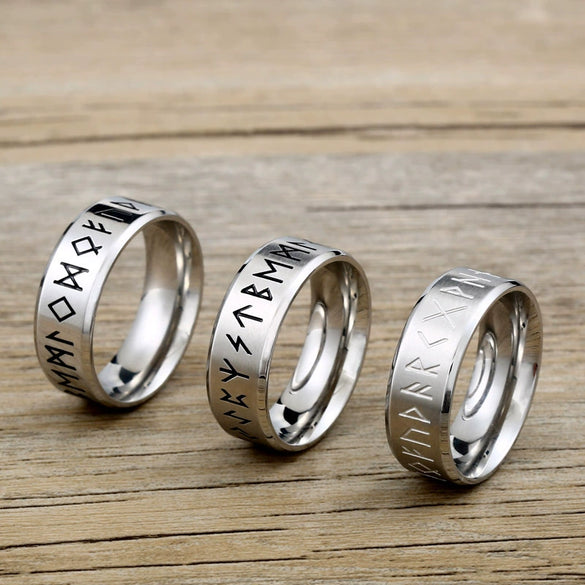 Wholesale Simple Stainless Steel Viking Letters Ring For Men And Women