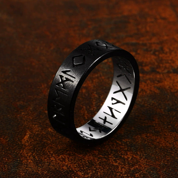 Wholesale Simple Stainless Steel Viking Letters Ring For Men And Women