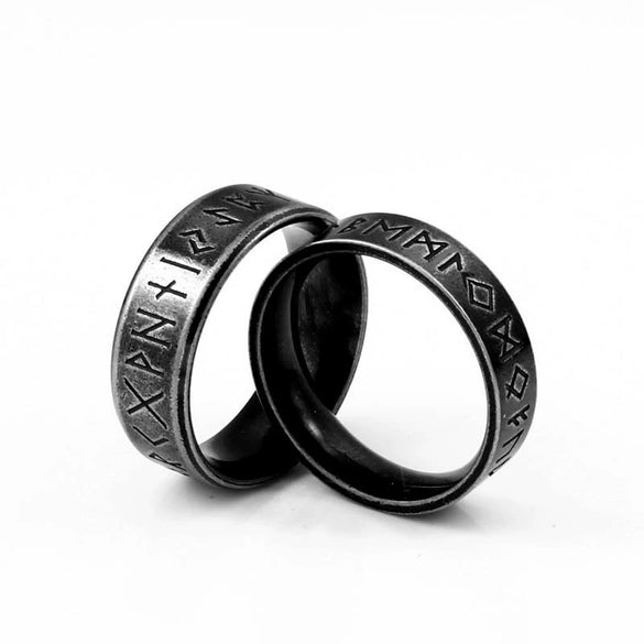 Wholesale Simple Stainless Steel Viking Letters Ring For Men And Women