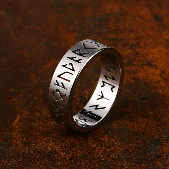 Wholesale Simple Stainless Steel Viking Letters Ring For Men And Women