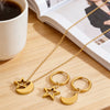 Wholesale Simple Stars And Moon Electroplated Stainless Steel And Titanium Steel Earrings And Necklace Jewelry Set For Women