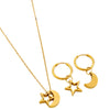 Wholesale Simple Stars And Moon Electroplated Stainless Steel And Titanium Steel Earrings And Necklace Jewelry Set For Women