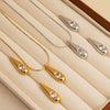 Wholesale Simple Stereo Water Drop Heart Bell Pattern Stainless Steel Titanium Steel Snake Bone Chain Necklace Earrings Set With Electroplating