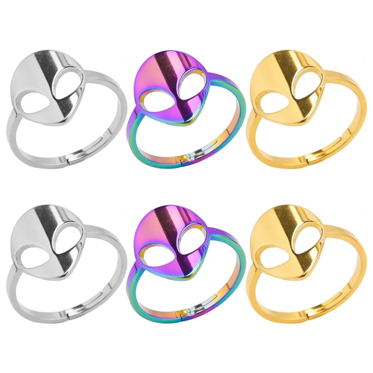 Wholesale Jewelry Simple Style  304 Stainless Steel 18K Gold Plated Open Rings