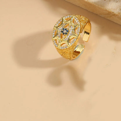 Wholesale Simple Style Animal Snake Copper Inlay 14K Gold Plated Zircon Open Rings