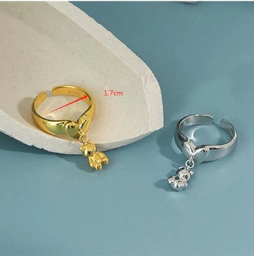 Wholesale Simple Style Bear Copper Silver Plated Charm Rings Open Rings