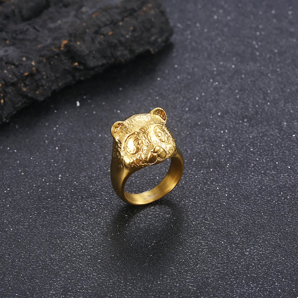 Simple Style Bear Solid Color Titanium Steel Polishing Rings