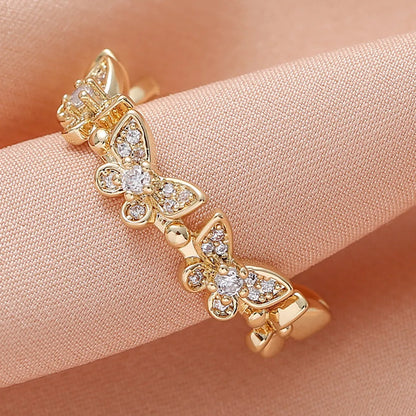 Wholesale Simple Style Bow Knot Copper Inlay Zircon Rings