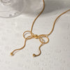 Wholesale Simple Style Bow Knot Stainless Steel Plating 18k Gold Plated Pendant Necklace
