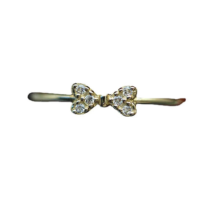 Wholesale Simple Style Bow Knot Sterling Silver 14k Gold Plated Zircon Rings