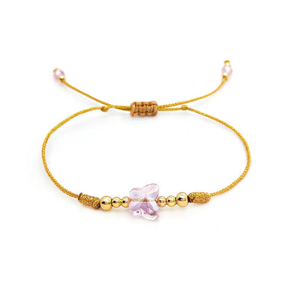 Wholesale Simple Style Butterfly Copper Beaded Drawstring Bracelets