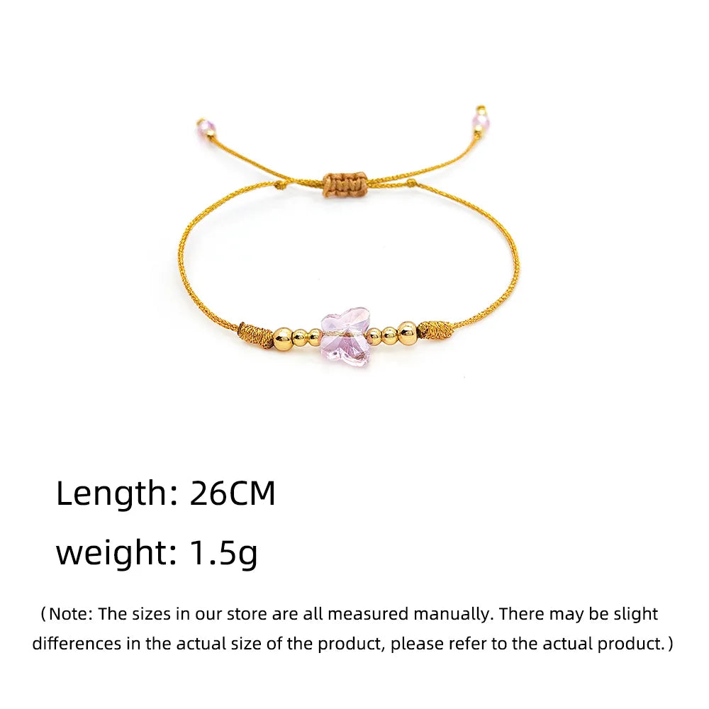 Wholesale Simple Style Butterfly Copper Beaded Drawstring Bracelets