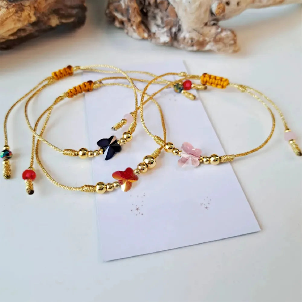 Wholesale Simple Style Butterfly Copper Beaded Drawstring Bracelets