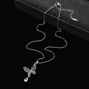 Simple Style Butterfly Stainless Steel Titanium Steel Plating Pendant Necklace