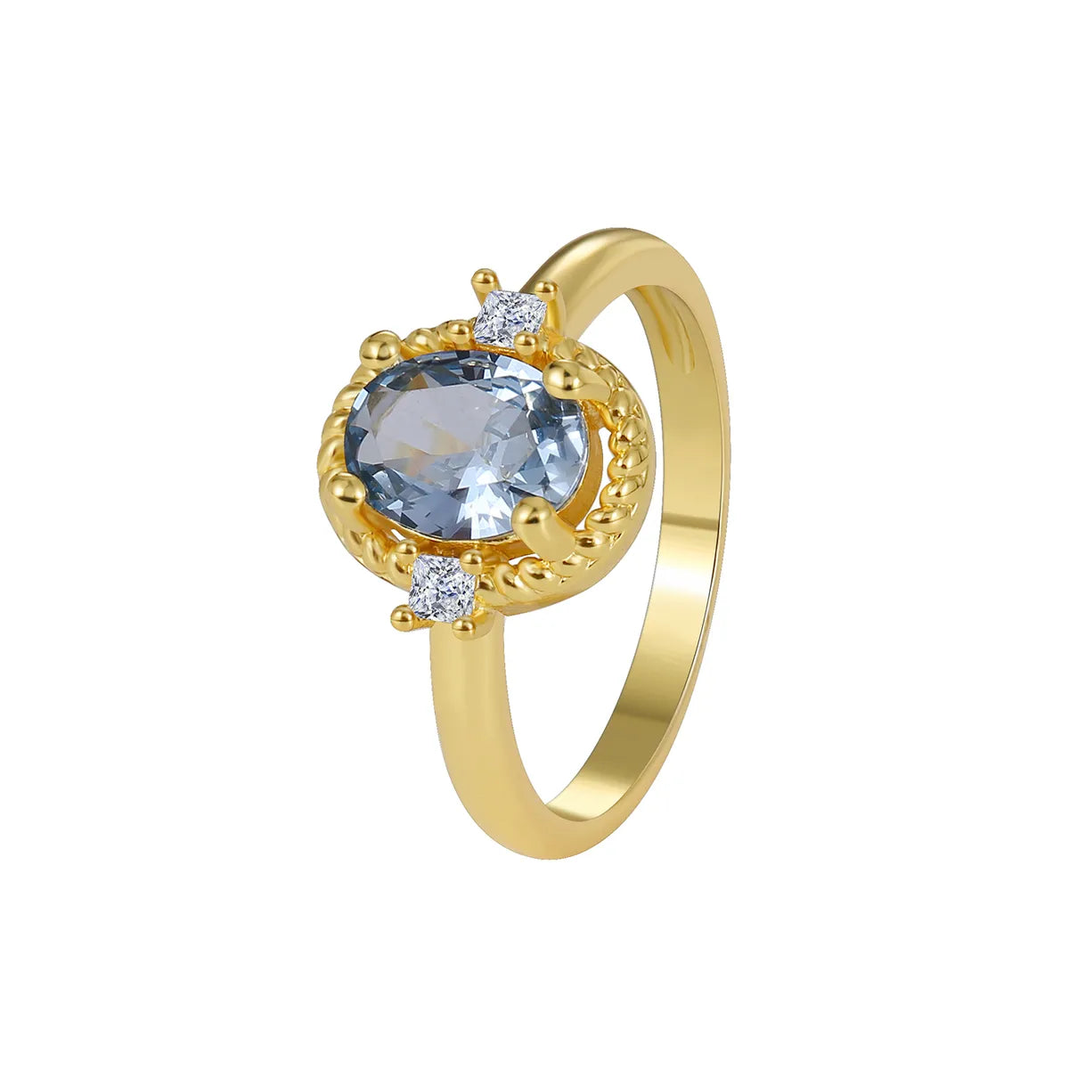 Wholesale Simple Style Classic Style Color Block Copper Plating Inlay 18K Gold Plated Glass Stone Zircon Rings