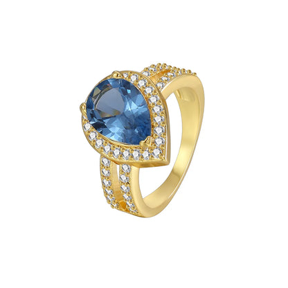 Wholesale Simple Style Classic Style Color Block Copper Plating Inlay 18K Gold Plated Glass Stone Zircon Rings