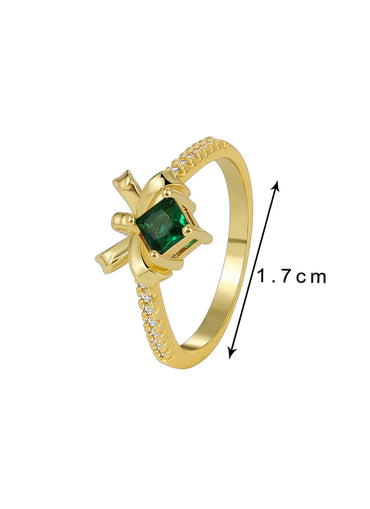 Wholesale Simple Style Classic Style Color Block Copper Plating Inlay 18K Gold Plated Zircon Rings