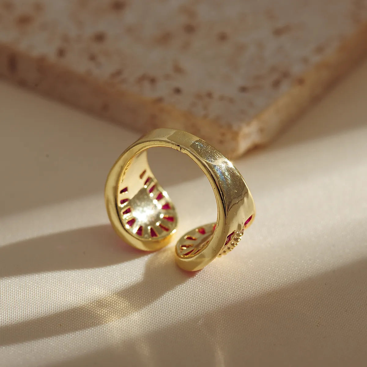 Wholesale Simple Style Classic Style Color Block Copper Plating Inlay Gold Plated Zircon Rings