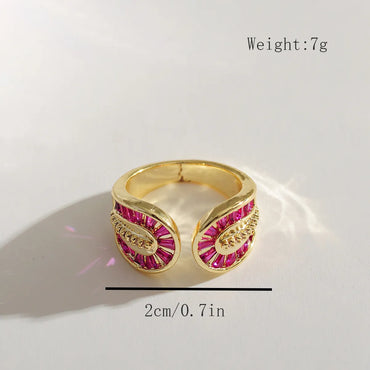 Wholesale Simple Style Classic Style Color Block Copper Plating Inlay Gold Plated Zircon Rings