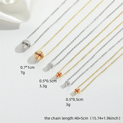 Wholesale Simple Style Classic Style Commute Geometric Oval Copper Inlay 14K Gold Plated Zircon Pendant Necklace