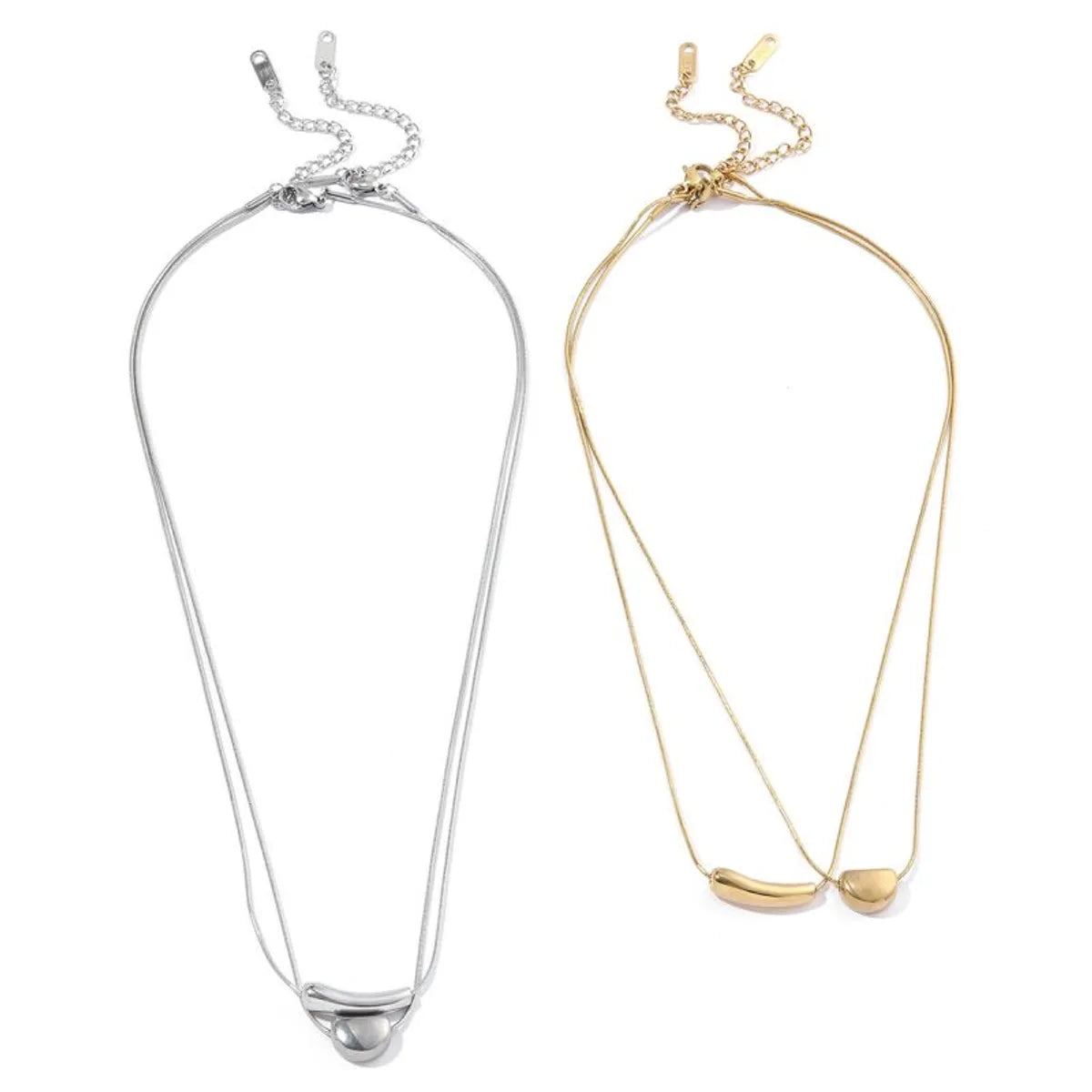 Wholesale Simple Style Classic Style Geometric Heart Shape Stainless Steel Plating 18k Gold Plated Pendant Necklace