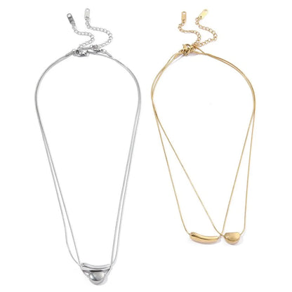 Wholesale Simple Style Classic Style Geometric Heart Shape Stainless Steel Plating 18k Gold Plated Pendant Necklace