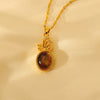 Wholesale Simple Style Classic Style Gourd Copper Plating Inlay 18K Gold Plated Natural Stone Pendant Necklace