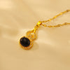 Wholesale Simple Style Classic Style Gourd Copper Plating Inlay 18K Gold Plated Natural Stone Pendant Necklace