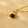 Wholesale Simple Style Classic Style Gourd Copper Plating Inlay 18K Gold Plated Natural Stone Pendant Necklace