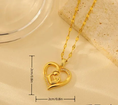 Wholesale Simple Style Classic Style Heart Shape Copper Plating Inlay 18K Gold Plated Zircon Pendant Necklace