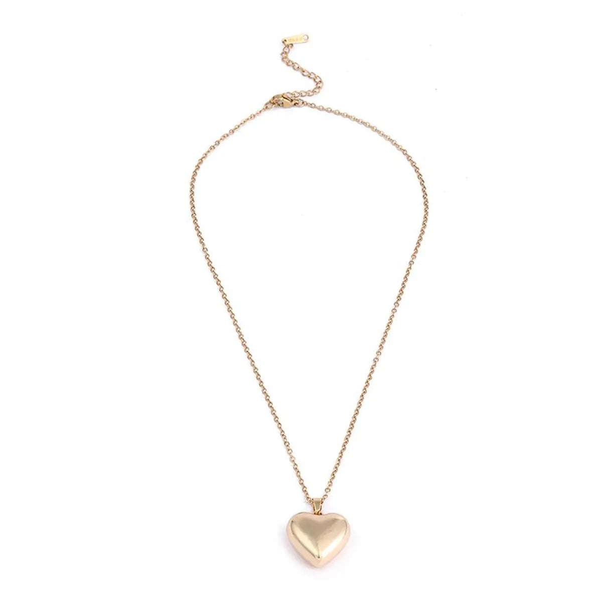 Wholesale Simple Style Classic Style Heart Shape Stainless Steel Polishing Plating 18k Gold Plated Pendant Necklace