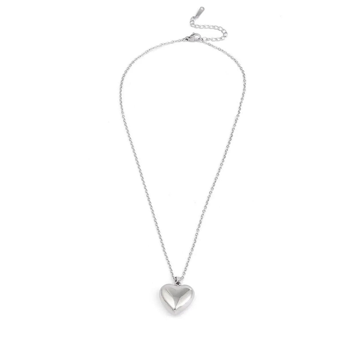 Wholesale Simple Style Classic Style Heart Shape Stainless Steel Polishing Plating 18k Gold Plated Pendant Necklace