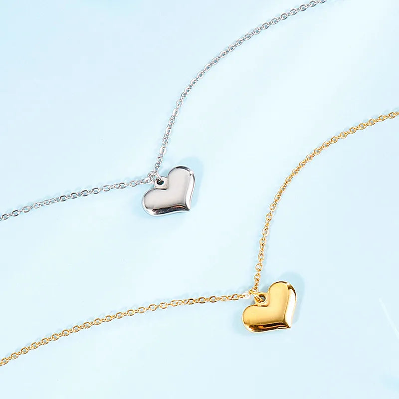 Wholesale Jewelry Simple Style Classic Style Heart Shape Stainless Steel Titanium Steel 18K Gold Plated Plating Pendant Necklace