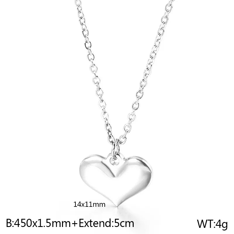 Wholesale Jewelry Simple Style Classic Style Heart Shape Stainless Steel Titanium Steel 18K Gold Plated Plating Pendant Necklace