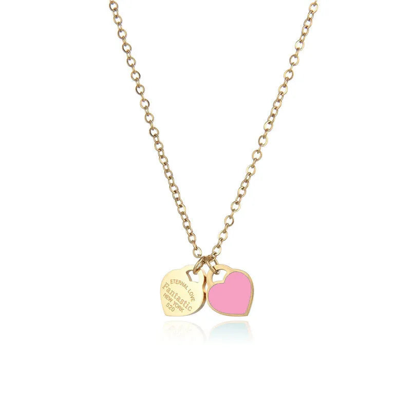 Wholesale Simple Style Classic Style Heart Shape Titanium Steel Plating 18k Gold Plated Pendant Necklace