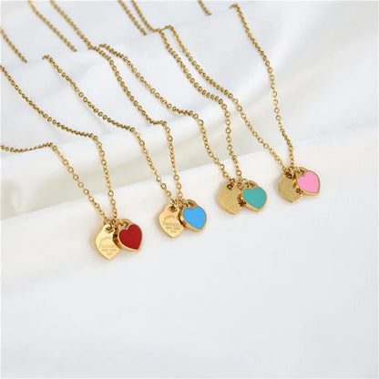 Wholesale Simple Style Classic Style Heart Shape Titanium Steel Plating 18k Gold Plated Pendant Necklace