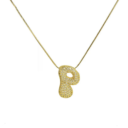 Wholesale Simple Style Classic Style Letter Copper Plating 18K Gold Plated Pendant Necklace