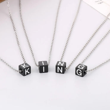 Wholesale Simple Style Classic Style Letter Titanium Steel Enamel Pendant Necklace