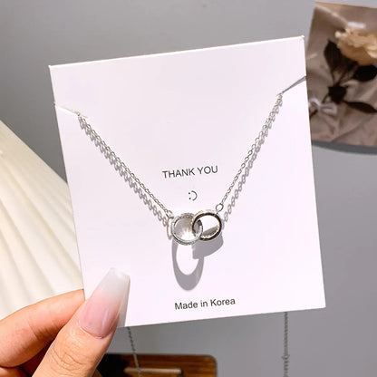 Wholesale Simple Style Classic Style Round Solid Color Titanium Steel Plating Inlay Silver Plated Zircon Pendant Necklace