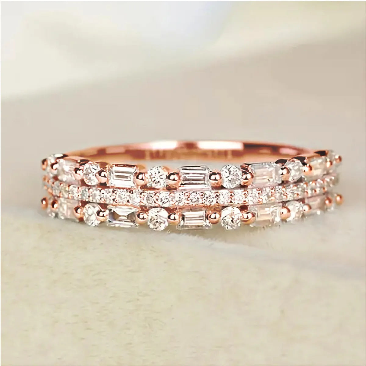 Wholesale Simple Style Classic Style Solid Color Copper Inlay Zircon Rings