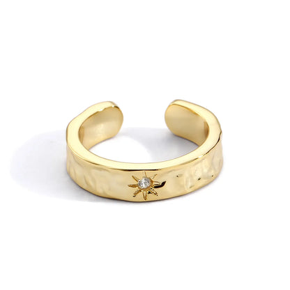 Wholesale Simple Style Classic Style Solid Color Copper Plating Inlay 18K Gold Plated Zircon Rings