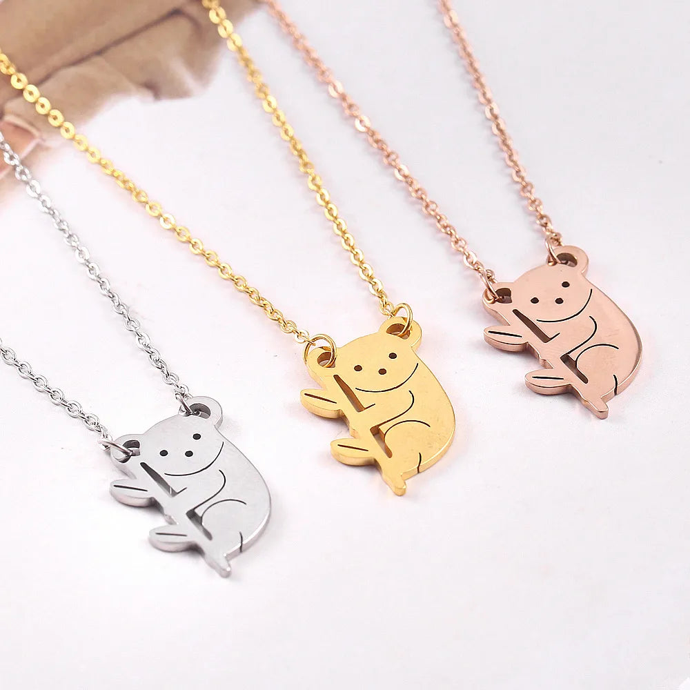 304 Stainless Steel 18K Gold Plated Simple Style Classic Style Plating Solid Color Pendant Necklace