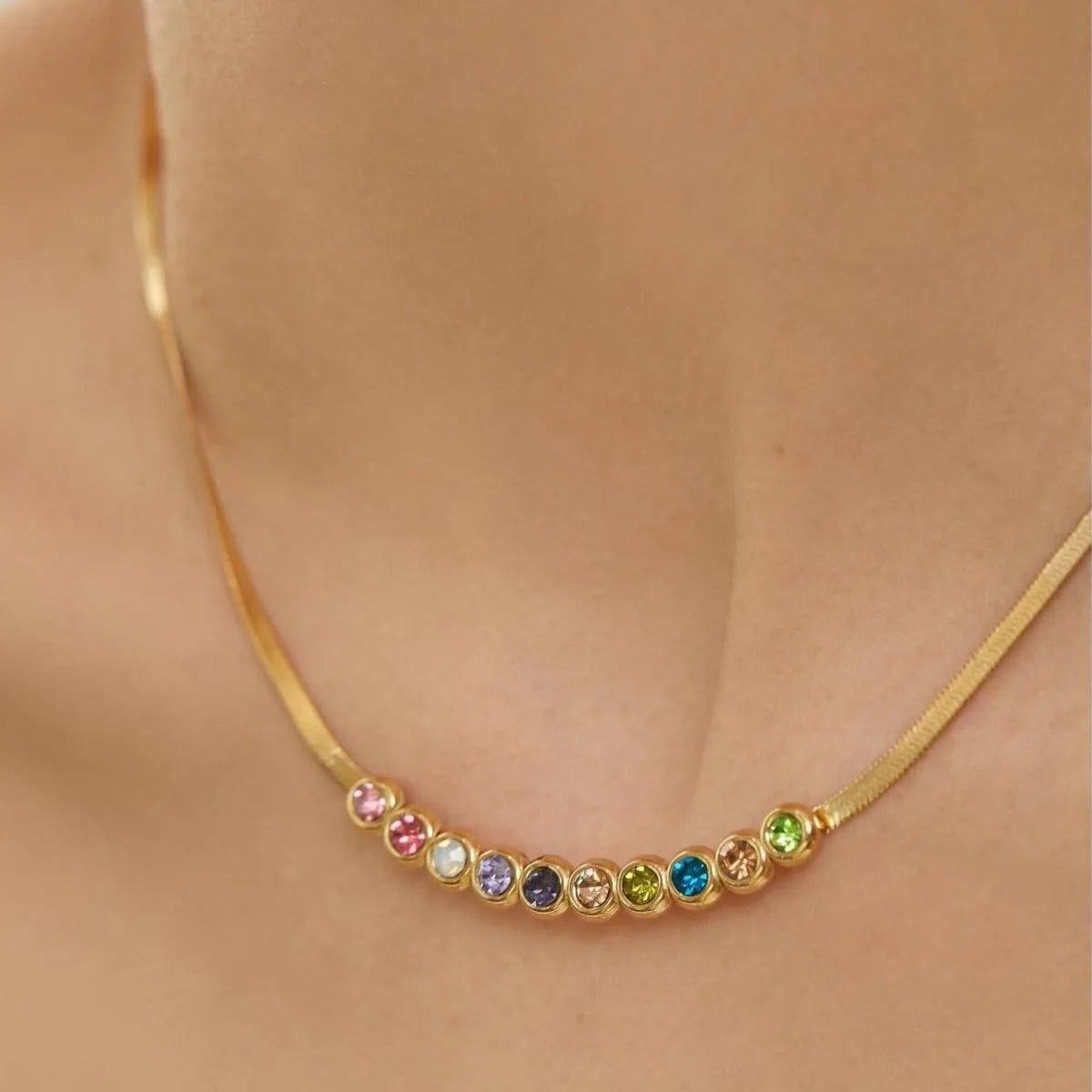 Wholesale Simple Style Color Block Stainless Steel Plating Inlay 18k Gold Plated Zircon Necklace