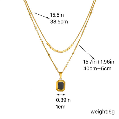 Wholesale Simple Style Color Block Titanium Steel Layered Plating 18k Gold Plated Pendant Necklace