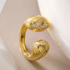 Wholesale Simple Style Commute Geometric Copper Inlay 18K Gold Plated Pearl Zircon Open Rings