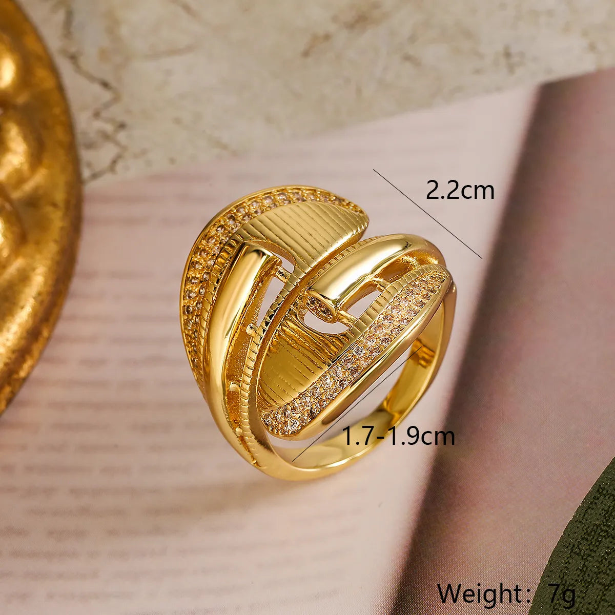 Wholesale Simple Style Commute Geometric Copper Inlay 18K Gold Plated Zircon Open Rings