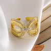 Wholesale Simple Style Commute Geometric Heart Shape Copper Hollow Out Inlay 18K Gold Plated Zircon Open Rings