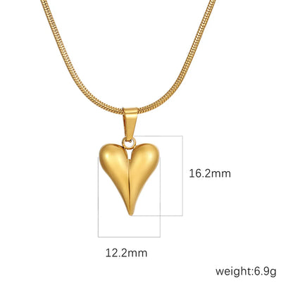 Wholesale Simple Style Commute Heart Shape Stainless Steel Plating Gold Plated Earrings Necklace