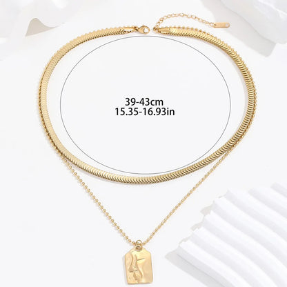 Wholesale Simple Style Commute Solid Color Stainless Steel Plating 18k Gold Plated Layered Necklaces