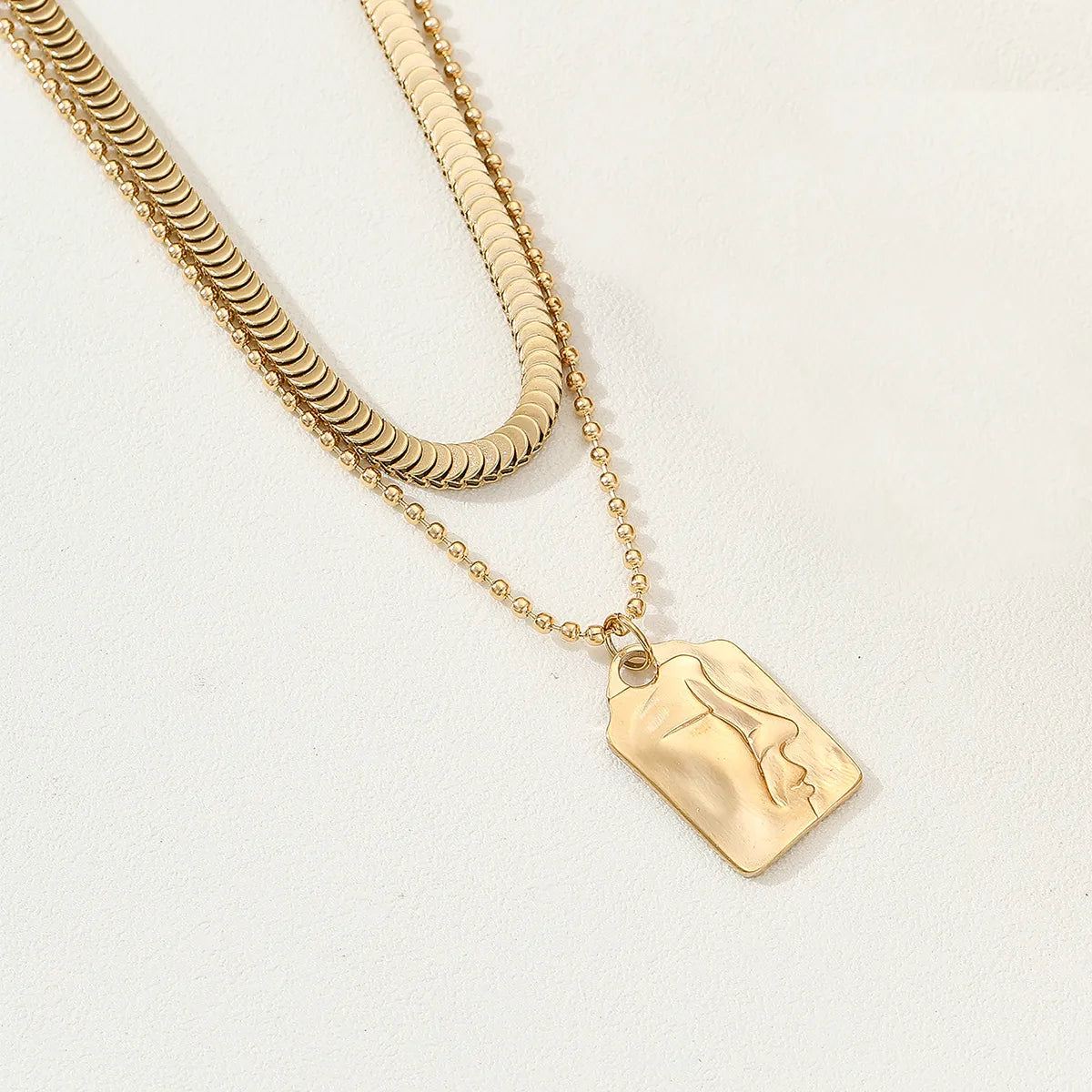 Wholesale Simple Style Commute Solid Color Stainless Steel Plating 18k Gold Plated Layered Necklaces